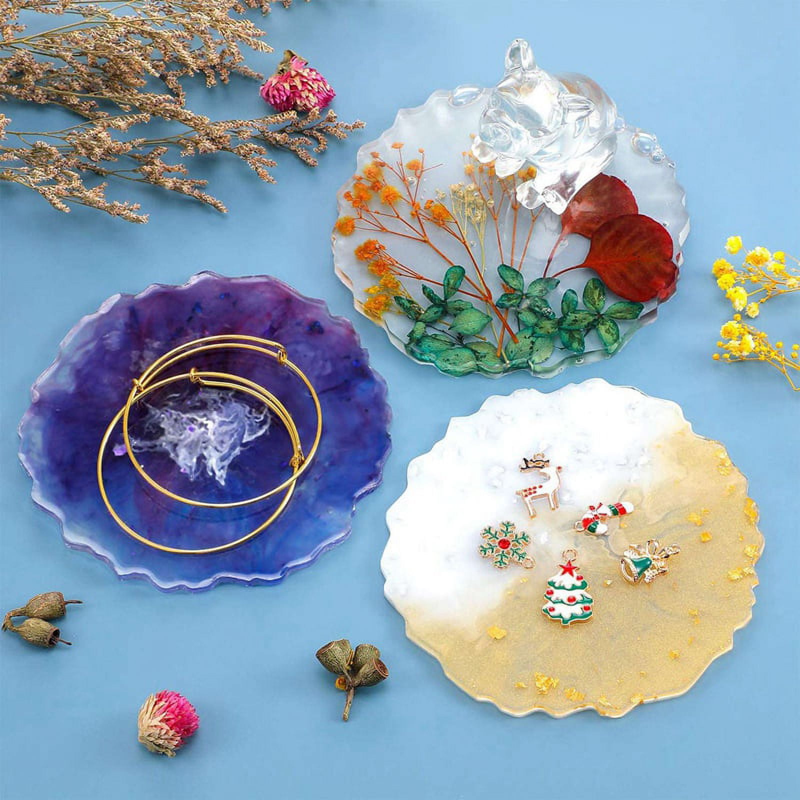 18Pieces Resin Coaster Mold Silicone Geode Mold Irregular Wave Shape Mold Tray Mold Coaster Casting Mold