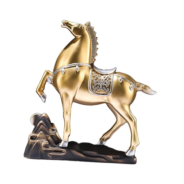 Escultura de figura de caballo, adorno de mesa, 25 x 7 x 26,5 cm, centro de mesa para Dorado
