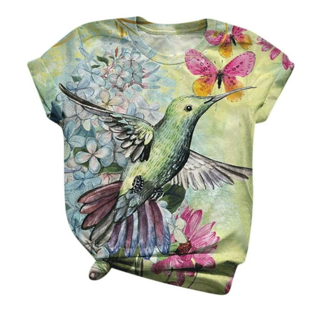 Grande Taille Femmes Manches Courtes Imprimé Animal Col Rond Hauts Tee T-Shirt Blouse T-Shirt pour Femmes