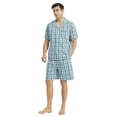 thumbnail image 5 of Vulcanodon Mens Cotton Pajama Short Set, Button Down Pajama Set for Men Plaid Men's Sleepwear(Plaid-Aqua Blue, Small), 5 of 5