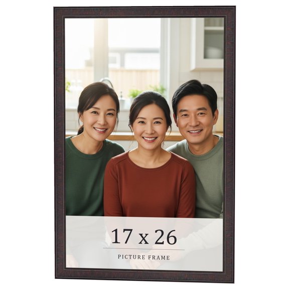 17x26 Rustic Brown Real Wood Picture Frame Width 0.75 inches | Interior Frame Depth 0.5 inches |