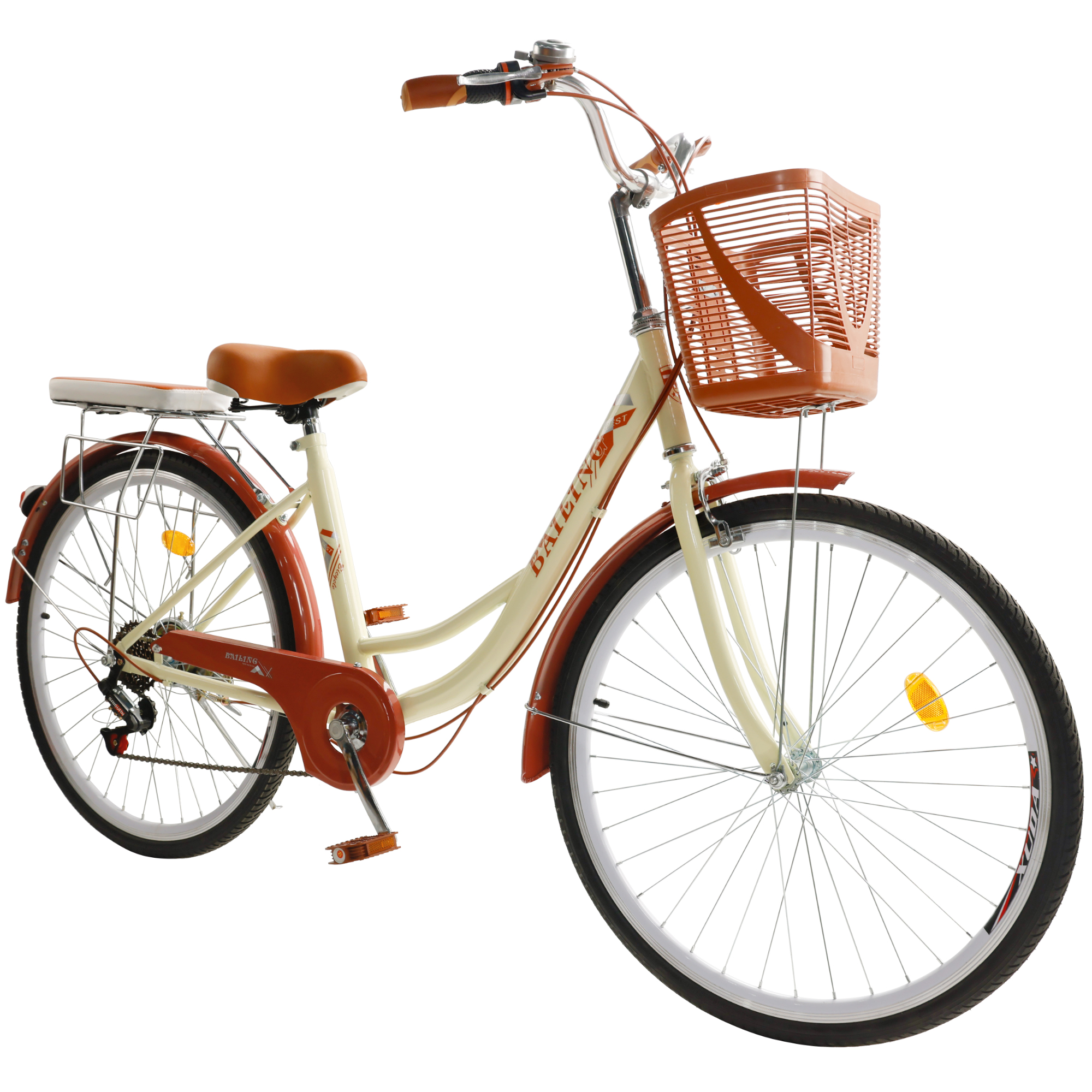 ARTUDATECH 26 Inch Beach Cruiser Bike for Women, 7 Speed Commute Bike for Adults, Women Bicycle with Adjustable Seat and Basket