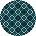 thumbnail image 1 of Ahgly Company Machine Washable Indoor Round Transitional Deep Teal Green Area Rugs, 4' Round, 1 of 7