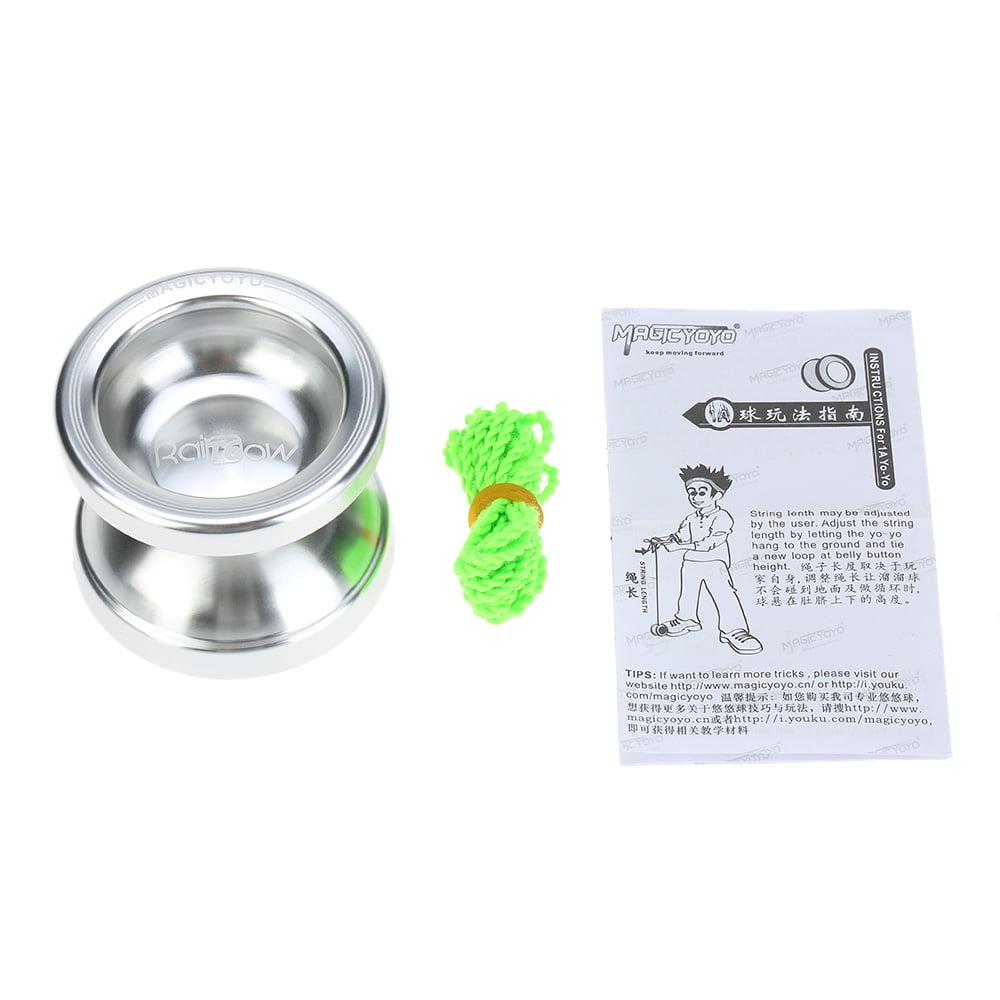 Anself Professional Yoyo T6 Rainbow Aluminum Alloy Metal Yoyo 8 Ball KK Bearing with String for Silver