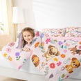 thumbnail image 3 of Homewish Cute Pet Dog Queen Comforter Set,Vintage Floral Comforter Sets Queen,Pink,Pink Reversible,3 Pieces,1 Comforter and 2 Pillowcases, 3 of 7
