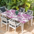 thumbnail image 2 of Spring Floral Table Cloths for 4 Foot Rectangle Tables, Pink Onion Dandelion Flowers Botanical Patio Waterproof Elastic Fitted Tablecloths, Washable Rectangular Table Cover for Camping, 2 of 8