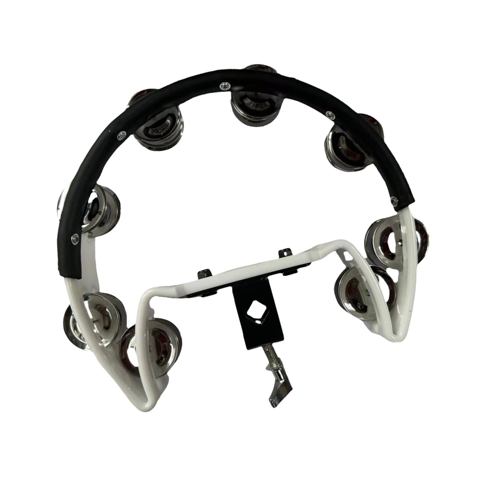 LeeQinersw Cymbal Hi Hat Tambourine Stainless Steel Shaker Stainless Steel Hand Bell Rattle white