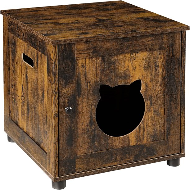YC Litter Box Enclosure, Hidden Litter Box Furniture, Enclosed Cat House Side Table, Cat