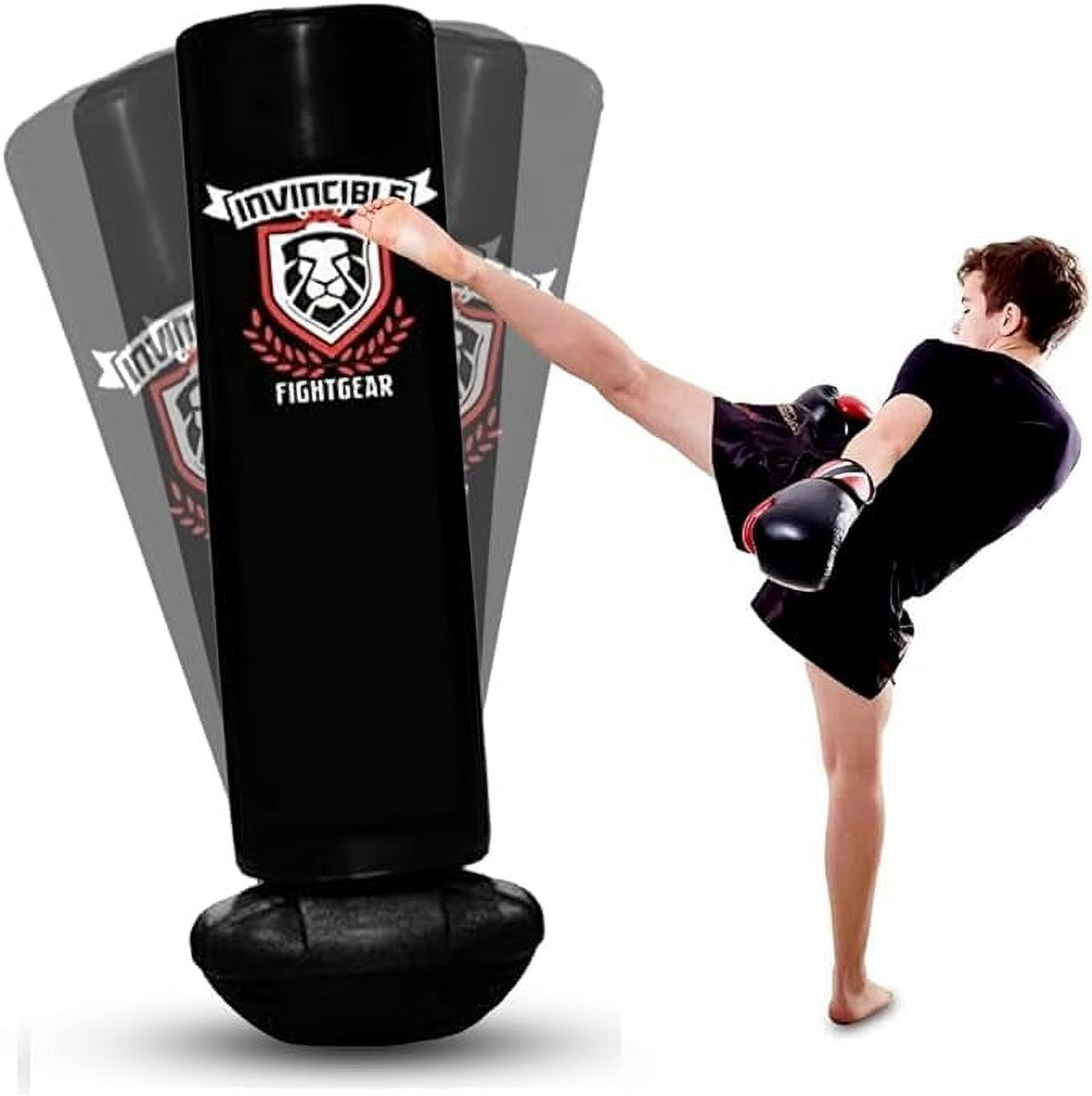 Invincible Fight Gear Bounce Back Freestanding Heavy Duty Boxing Punching Heavy Bag for Adults and Kids Punching Bag Heavy Boxing Bag Solid Base, Free Stand Kickboxing Bags Kick Punch Bag for Home or the Gym