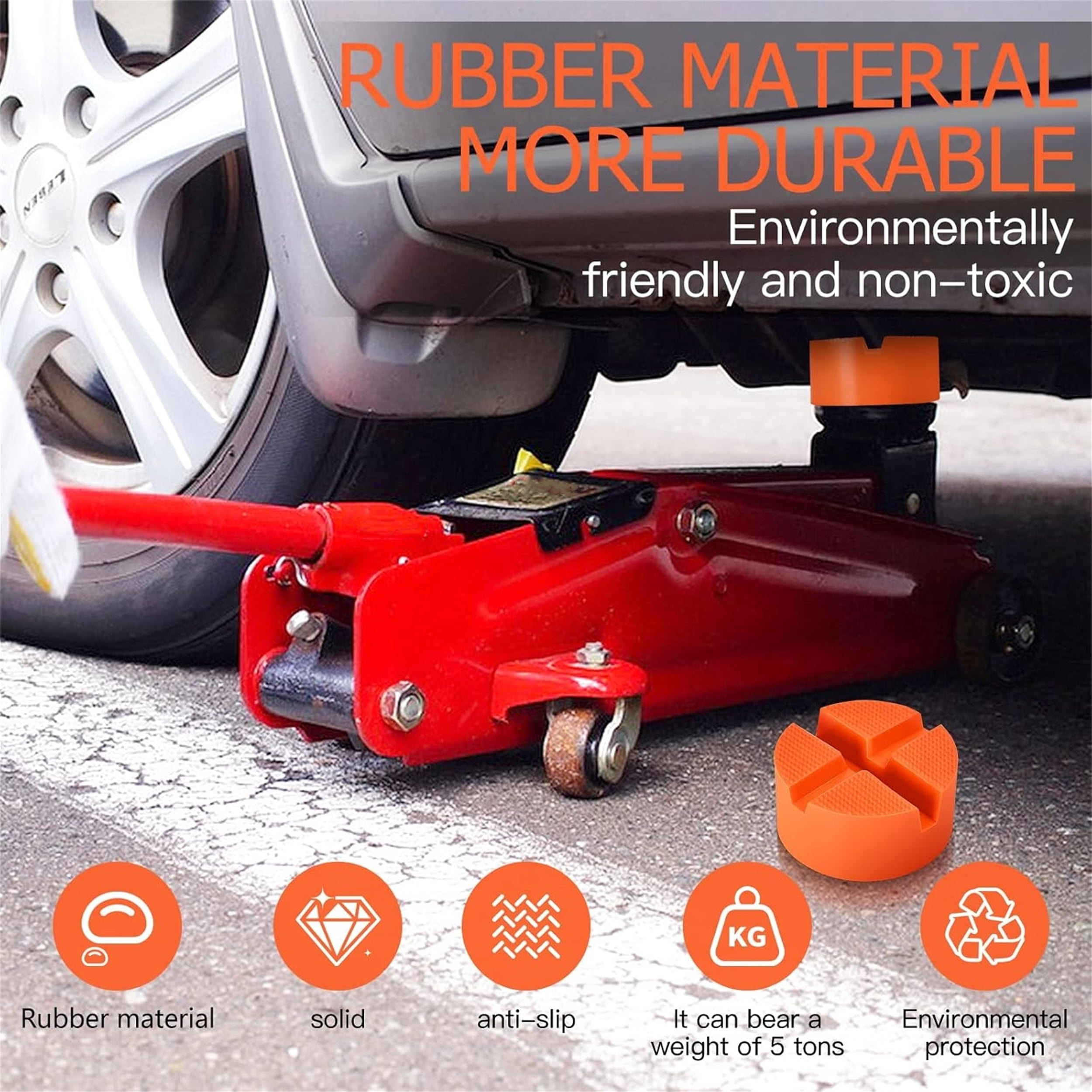 Topboutique Labor Saving Arm Jack Pad Adapter Floor Jack Rubber Pad Universal Jack Pad Adapter Jack Stand Rubber Pinch X-Grooves Pinch Weld Jack Pad Flat Top Jack Adapters, 3.9 x 3.9 x 1.8 in, Orange