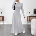 thumbnail image 6 of Quixlent Sweater Dress for Women Casual Long Sleeve High Neck Ribbed Knit A-Line Dress Fall Winter Pullover Tunic Maxi Dress, 6 of 8