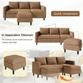 thumbnail image 7 of Carpet Convertible L Shaped Sleeper Sectional Sofa Couch 3 Seat Sofa with Reversible Chaise for Living Room Apartment and Small Space, Brown, 7 of 7