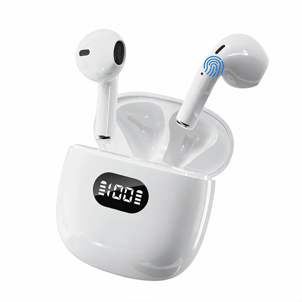Wireless Earbuds, Bluetooth Headphones, 60H Playtime Dual LED Display, Bluetooth5.4 Technology, IPX7 Waterproof, in Ear Earphone with Mic for iPhone Android Phone, White