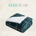 thumbnail image 3 of Elegant Comfort Throw Blanket, Reversible Sherpa Flannel, Soft, Fuzzy, Cozy and Plush- All season Lightweight Decorative Throw, 50 x 60 inches, Plaid Design Sherpa Throw, Green, 3 of 6