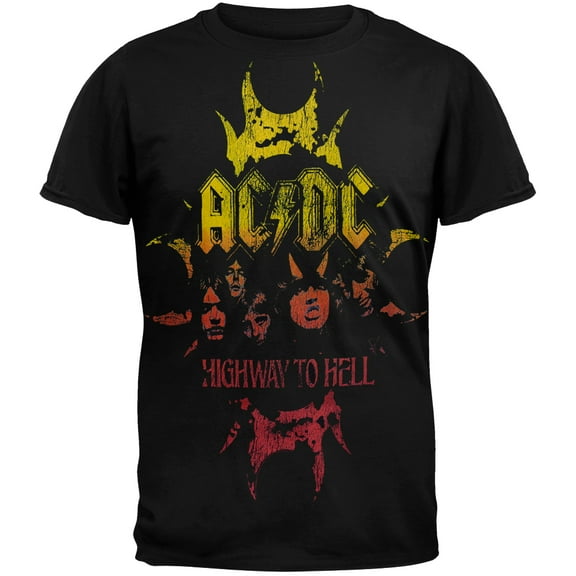 AC/DC Men's Highway To Hell Crackle Horn Logo Short Sleeve T Shirt
