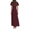 thumbnail image 4 of TQWQT Womens Plus Size Dresses Wine Summer Dress Short Sleeve Casual Long Dress Boho V-neck Church Dresses Spring Tiered Dress Wine L, 4 of 5