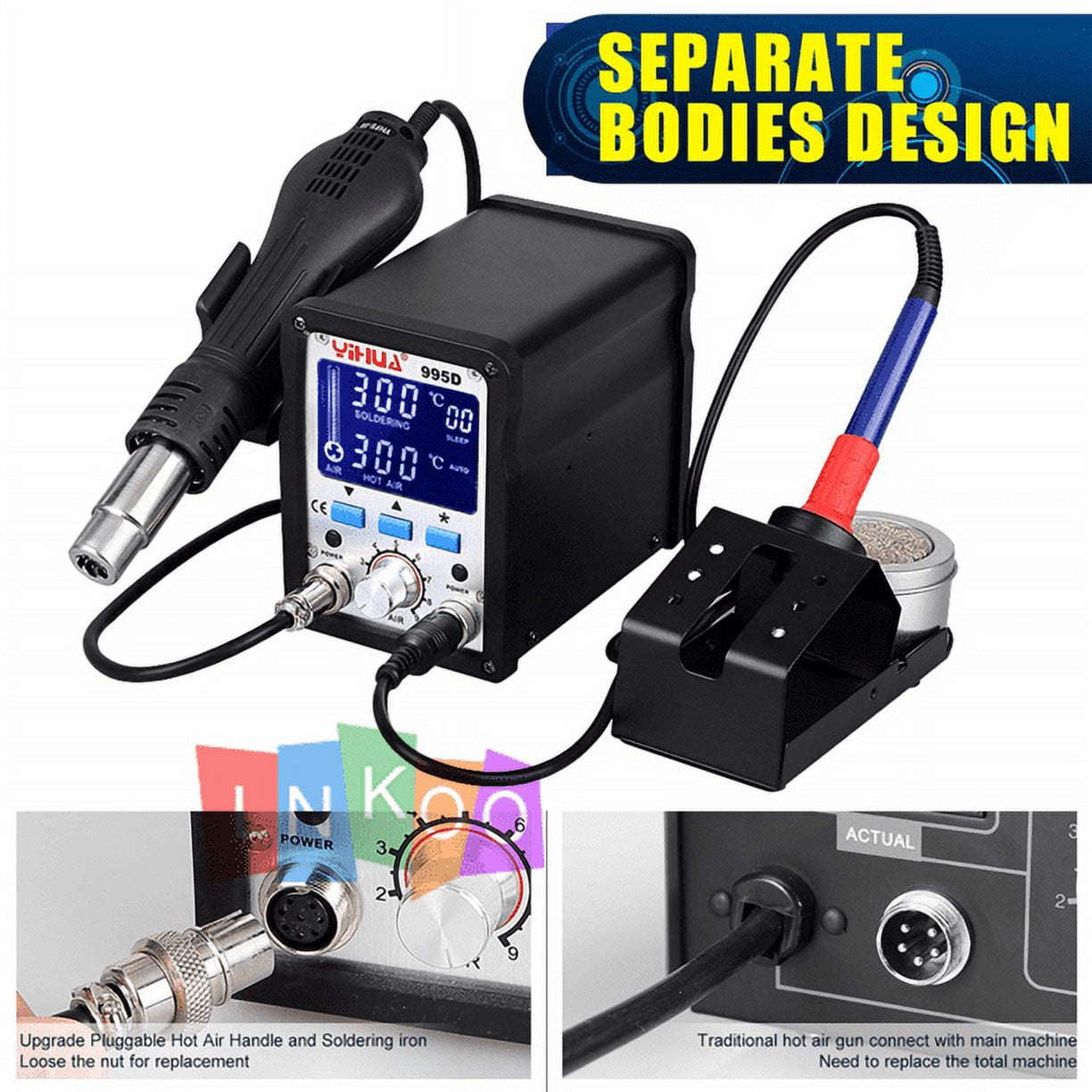 FZFLZDH YiHua 2 in 1 995D 110V 220V Soldering Station iron Hot Air Blower Rework Station 720W Hot Air with Multiple Functions