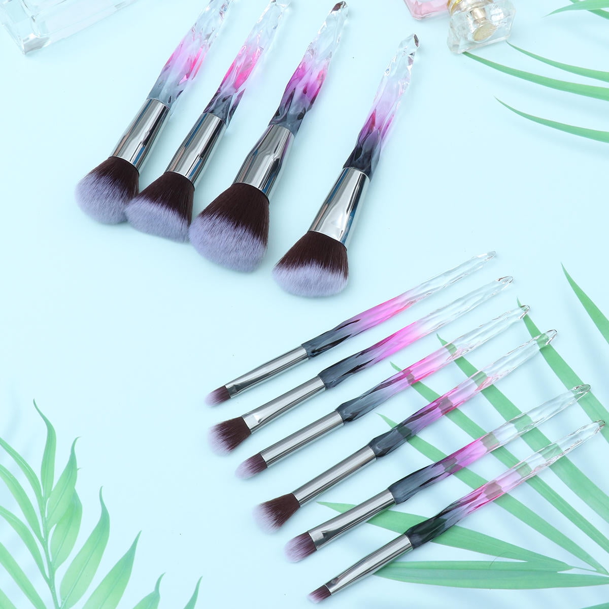 CHICHUMID 10Pcs Brown Makeup Brushes Small Make Up Brush Set For Facial And Foundation Use