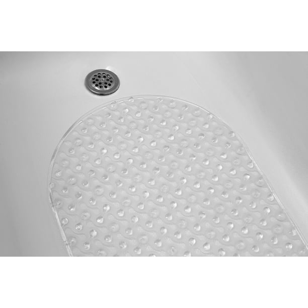 AntiSlip Plastic Oval Bath Mat with Back Suction Cups, Clear