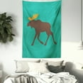 thumbnail image 4 of Moose Decor Tapestry, Moose with Antlers Illustration Deer Family Cute Creature Artisan Design, Wall Hanging for Bedroom Living Room Dorm Decor, 60W X 80L Inches, Turuquoise Brown, by Ambesonne, 4 of 5