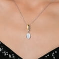 thumbnail image 3 of Gem Stone King 925 Silver and 10K Yellow Gold White Moissanite Pendant Necklace for Women | 1.50 Cttw | Gemstone Birthstone | Oval 8X6MM | With 18 inch Chain, 3 of 7