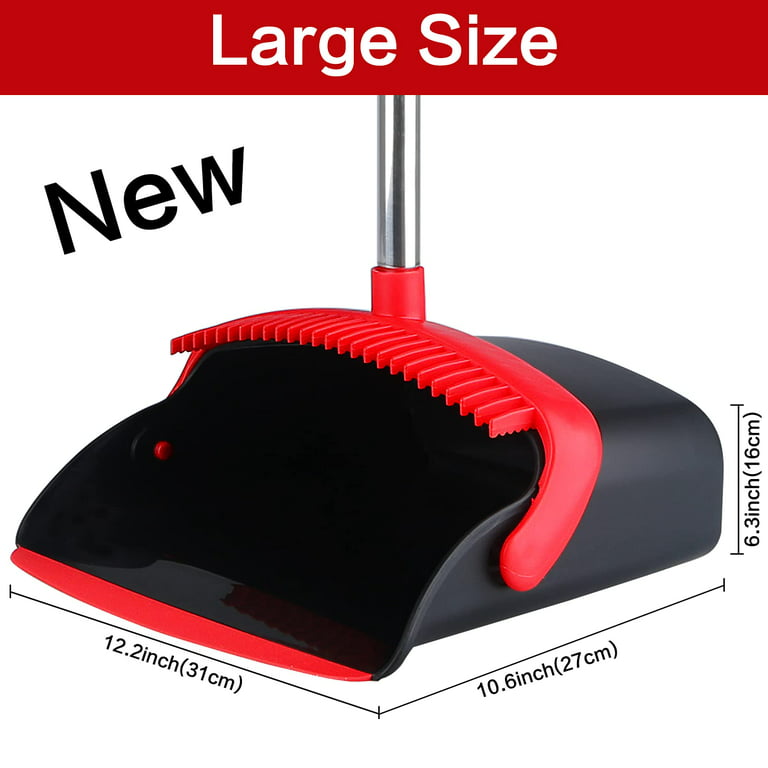 Broom and Dustpan Set for Home, Large Dust Pan and Broom Combo, Upright  Stand Up Broom with Long Handle, Dustpan with Teeth for Office, Kitchen,  Lobby