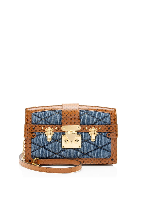 Pre-Owned Louis Vuitton Denim Calfskin Malletage Trunk Clutch
