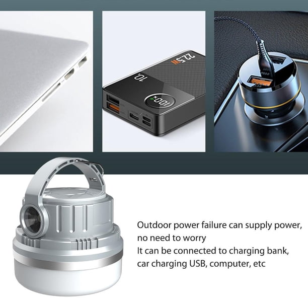 Camping Light Power Bank 2400mAh Bombilla de emergencia para el hogar (Ceniza superior sin energía solar) Tmvgtek Para estrenar