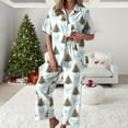 thumbnail image 2 of UngA Womens Silk Christmas Pajamas Set Short Sleeve Sleepwear Long Pants Soft Button Down Loungewear Womens Pajama Sets Christmas,Size L, 2 of 5