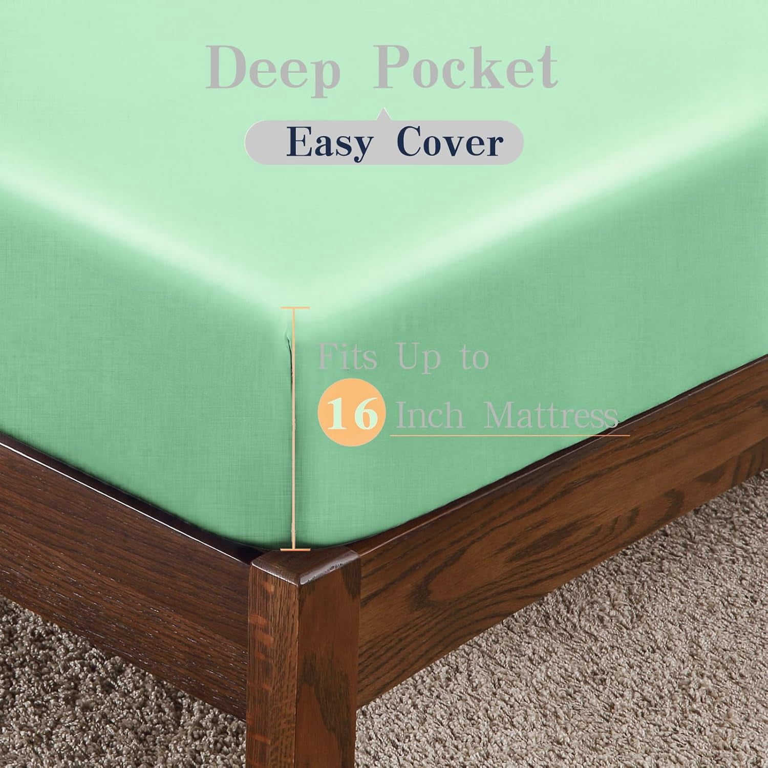 Bamboo Viscose Fitted Sheet 1 Pack Twin Size Only,400 Thread Count,8-16" Deep Pocket,Bottom Sheet Colorfast Soft & Silky & Breathable(1 Fitted Sheet Only, Sage Green, Twin)