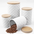 thumbnail image 1 of White Canister Sets for Kitchen Counter, Kitchen Canisters Set of 4, Airtight Countertop Flour and Sugar Containers, Coffee and Tea Storage, Modern Farmhouse Kitchen Decor, Metal, 1 of 4