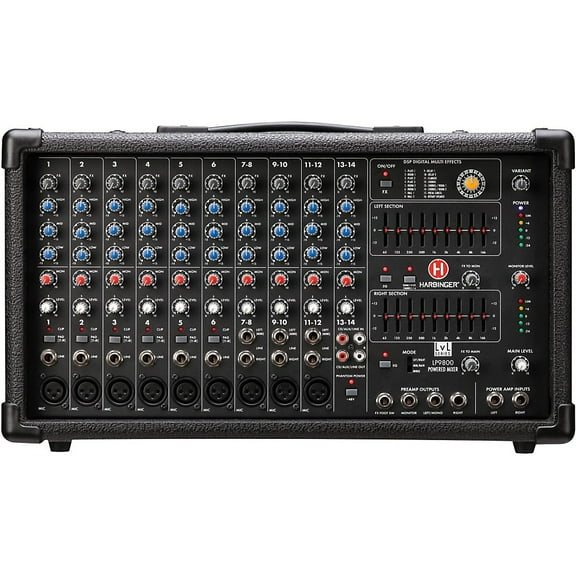 Harbinger LP9800 14-Channel Powered Audio Mixer with 800 Watts and Digital FX