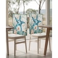 thumbnail image 4 of nqOlkjepod Teal Coastal Starfish Chair Covers Set of 4, Decorative Chair Back Cover, Vintage Summer Beach Nautical Coral Dining Room Chair Slipcovers Removable Chair Protectors Covers for Party, 4 of 7