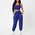 thumbnail image 1 of Chaleco Conjuntos cortos de 2 piezas para damas Cintura elástica Algodón Sin mangas Slim Fit Traje diario Cgtredaw Azul oscuro T L para Mujer, 1 of 6