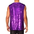 thumbnail image 3 of INSPIRE CHIC Sequin Tank Top for Men's Shiny Glitter Sleeveless Tee Tops Party Disco Metallic Vest M Purple, 3 of 4