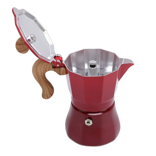 150ml Aluminum Alloy Italian Coffee Maker, Single Valve Coffee Pot for 3 Cups Includes Distributor Spoon Filter Papers Coffee Brewing Tool