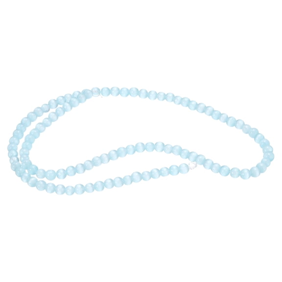Uxcell 98pcs Pale Blue Cat's Eye Stone Beads 4mm Round Smooth Gemstone Crystal Loose Bead for Jewelry Making Bracelets Necklace Earrings DIY