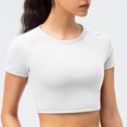 thumbnail image 5 of Vmvidoty Short Sleeve Tops for Women Quick-drying Running Workout Tops for Women Athletic Seamless Crop Basic Gym Yoga Tops White XL, 5 of 7