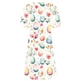 thumbnail image 4 of Vestido Corto para las Mujeres Cuello Redondo Manga Corta Impresa Suéter, Moda Casual Estilo Línea, 4 of 7