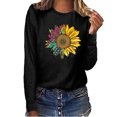 thumbnail image 2 of Pompotops T-shirt Décontracté Imprimé pour Femmes Col Rond Manches Longues Blouse, 2 of 5