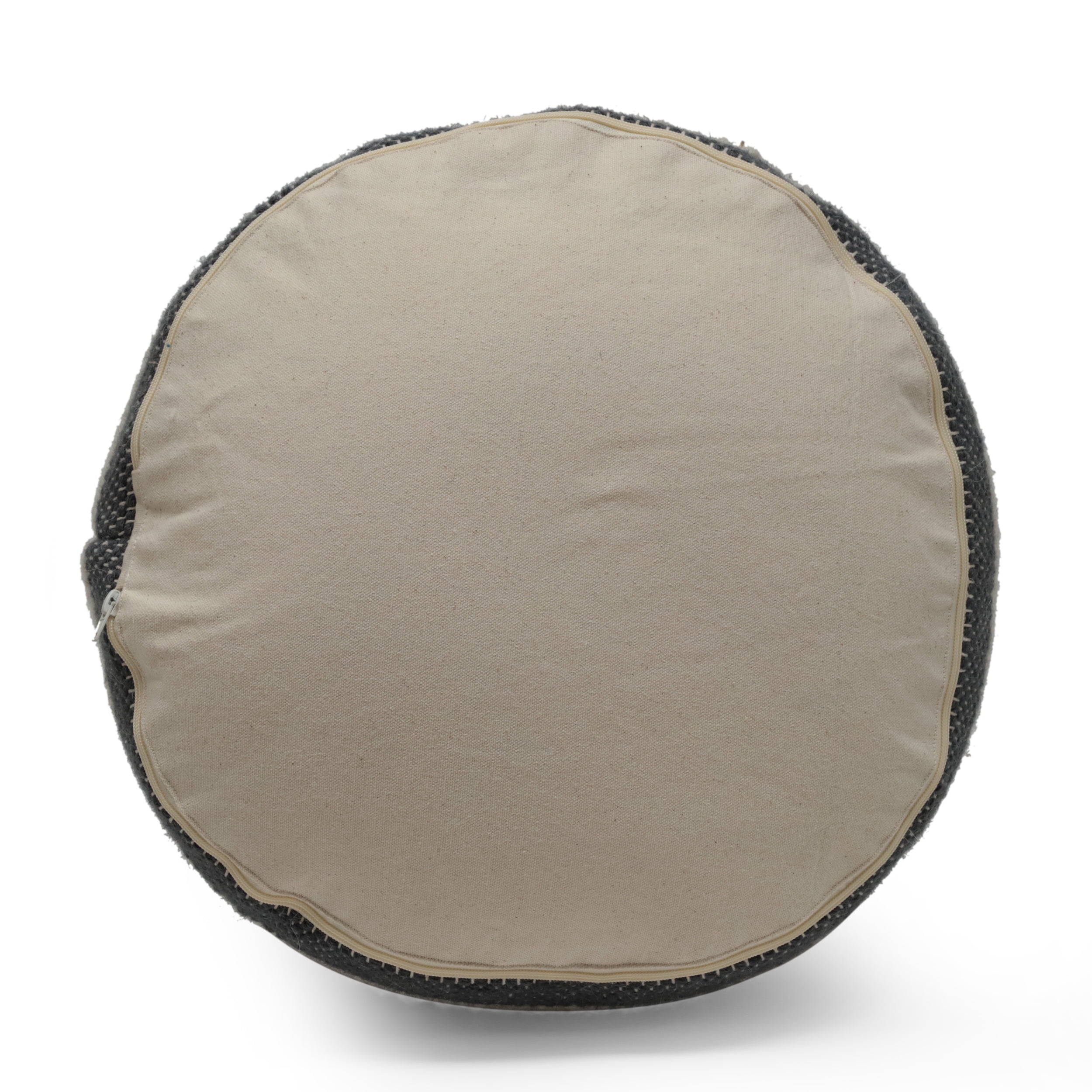 Mintazer Handcrafted Fabric Cylindrical Pouf Chair, Striped Round Pouf for Living Room Bedroom, Dark Grey