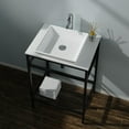 thumbnail image 4 of 24" Bathroom Vanity with Single Sink Countertop, Modern Bathroom Cabinet and Sink Combo, Tempered Glass Open Shelf, Metal Frame, Black, 4 of 8