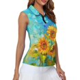 thumbnail image 4 of Chririnla Sunflower Women's Sleeveless Golf Shirt Tennis Quick Dry Tank Tops Trendy Collared Golf T-Shirt with Zip Up, 4 of 7