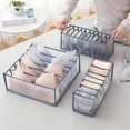 thumbnail image 1 of 3 Set Underwear Drawer Organizers Divider, Home Foldable Bra Sock Underwear Organizer Storage Box (Gray), 1 of 7