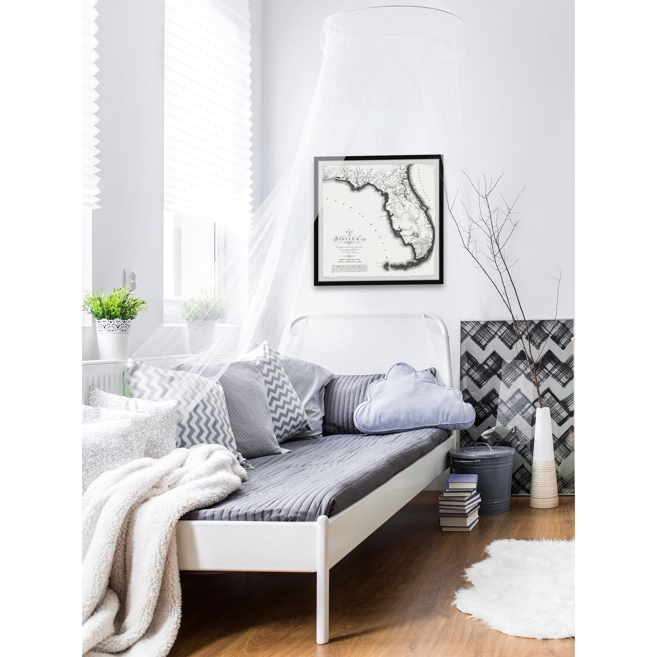 Marmont Hill Florida 1823 State Map II Framed Wall Art, 24" x 24"