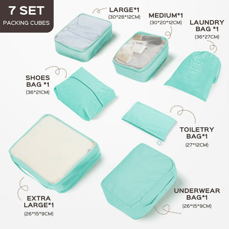 Walmart 3-Piece Durable ABS Luggage Set with 7 Organizer Bags for