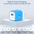 thumbnail image 6 of USB Wall Charger Block, 3 Pack KIGPOZI Type C Charger with 6FT USB C Charging Cable Type C Cable Cord USB to Usb C Cable, USB Charging Block Android Charger USB Brick USB Plug Adapter[Blue], 6 of 8