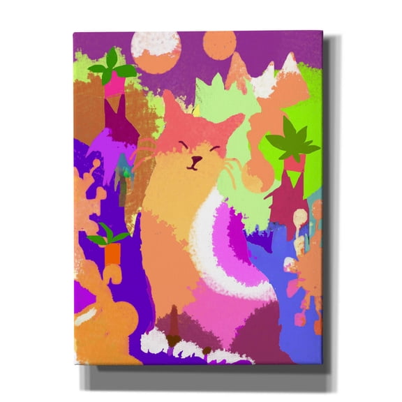Epic Graffiti 'Cat With Abstract Background' by Holly McGee, Canvas Wall Art, 12"x16"