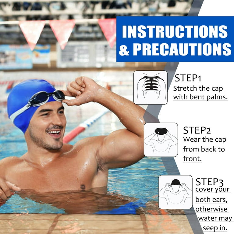 Opom Extra Large Swimming Cap,Waterproof Swimming Hat Anti-Silp