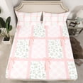 thumbnail image 2 of Homewish Girls Floral Flower Full Size Sheets 4 Pieces, Pink Checkered Bed Sheets, Cute Bow Knot Sheet Sets, Ultra Soft Home Decor, 2 of 7